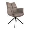 Chaise de salle à manger en cuir avec accoudoirs marron - Marron moyen