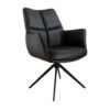 Fauteuil de salle à manger en cuir noir rotatif