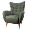 Fauteuil de salon relax en tissu vert rétro