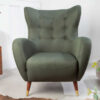 Fauteuil de salon relax en tissu vert rétro
