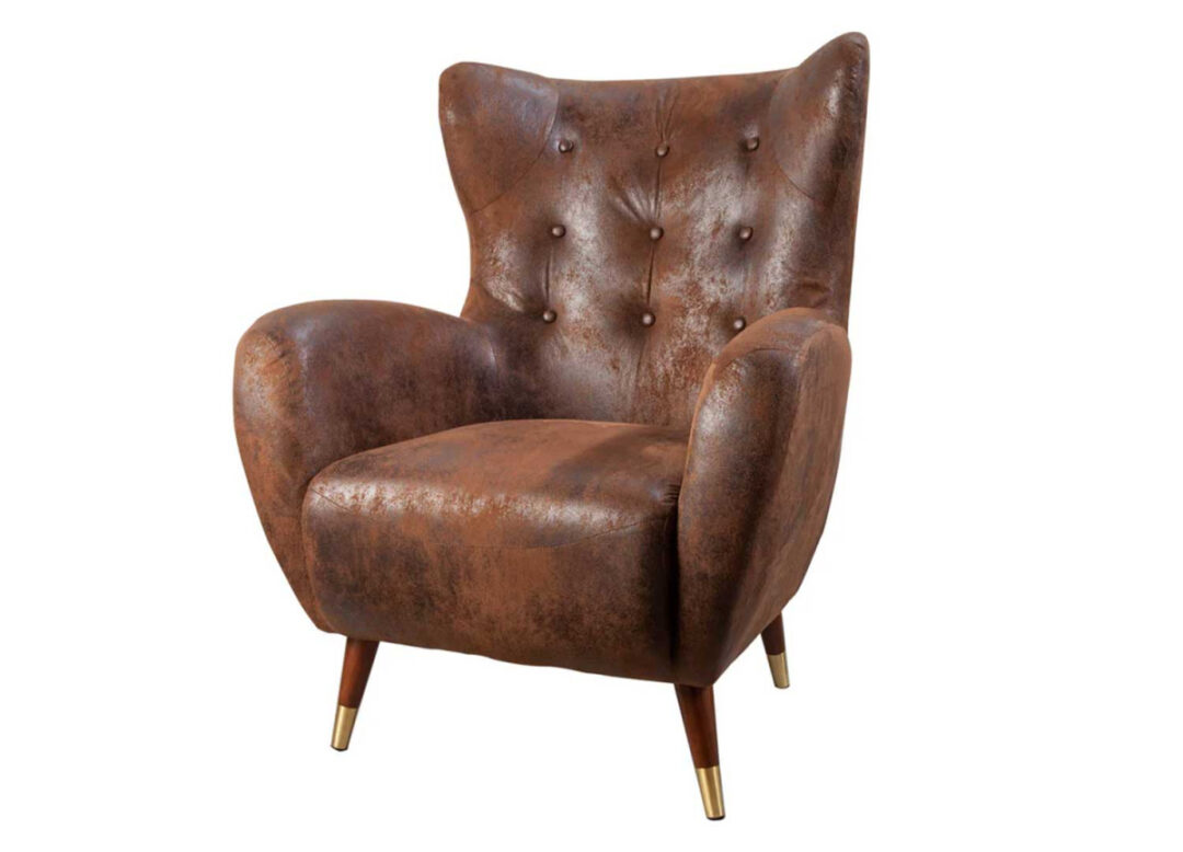 Fauteuil oreille marron antique