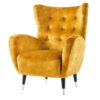 Fauteuil oreilles en velours jaune