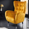 Fauteuil oreilles en velours jaune