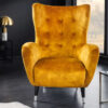 Fauteuil oreilles en velours jaune