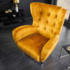 Fauteuil oreilles en velours jaune