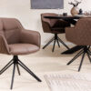 Chaise de séjour en cuir marron rotative à 180°