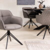 Chaise de séjour en cuir taupe rotative à 180°