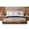 Lit double adulte 160x200cm en bois avec chevets et tête de lit led