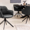 Chaise de séjour en cuir noir rotative à 180°