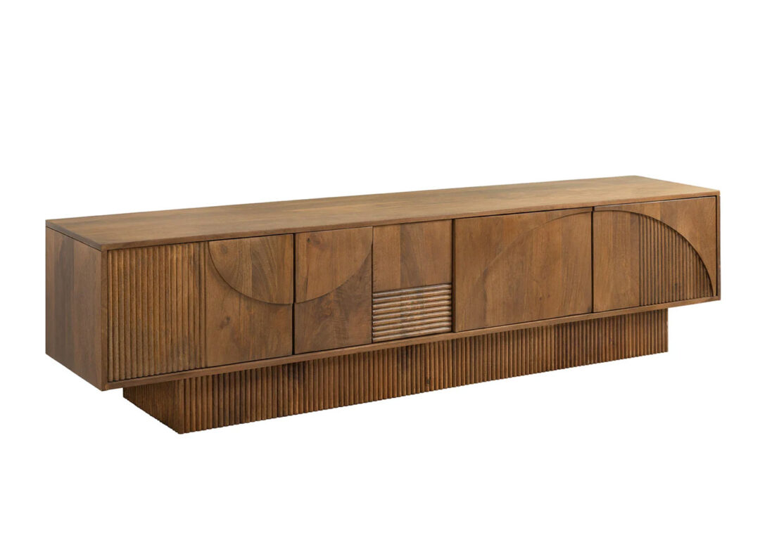 Meuble tv 200 cm en bois de manguier massif marron
