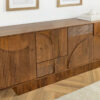 Buffet bois de manguier massif marron décor illusion