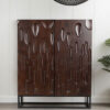 Buffet haut de 120 cm en bois d'acacia massif sculpté