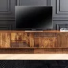 Meuble TV 200cm en bois de manguier sculpté décor 3d