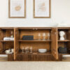 Buffet bois de manguier massif marron décor illusion