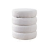 Pouf en tissu bouclé blanc avec rangement intérieur