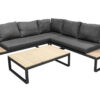 Salon de jardin canapé d'angle avec table basse bois d'acacia