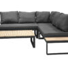 Salon de jardin canapé d'angle avec table basse bois d'acacia