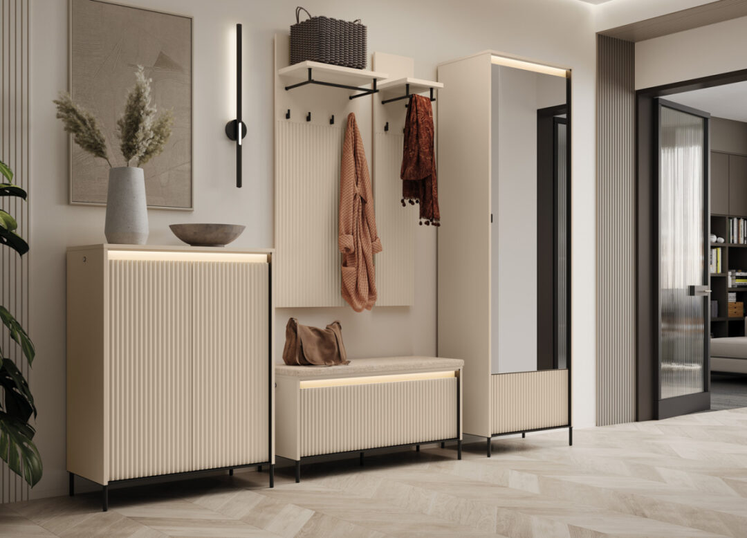 Banc d'entrée avec assise et led couleur beige
