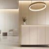 Buffet 4 portes beige avec led