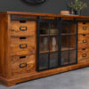 Buffet 2 portes vitrées et 6 tiroirs en bois massif d'acacia