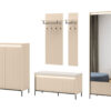 Meubles d'entrée beige avec façades striées et bandeau led