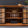Buffet 2 portes vitrées et 6 tiroirs en bois massif d'acacia