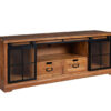 Meuble de rangement bois d'acacia massif portes en verre