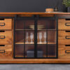 Buffet 2 portes vitrées et 6 tiroirs en bois massif d'acacia