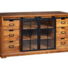 Buffet 2 portes vitrées et 6 tiroirs en bois massif d'acacia