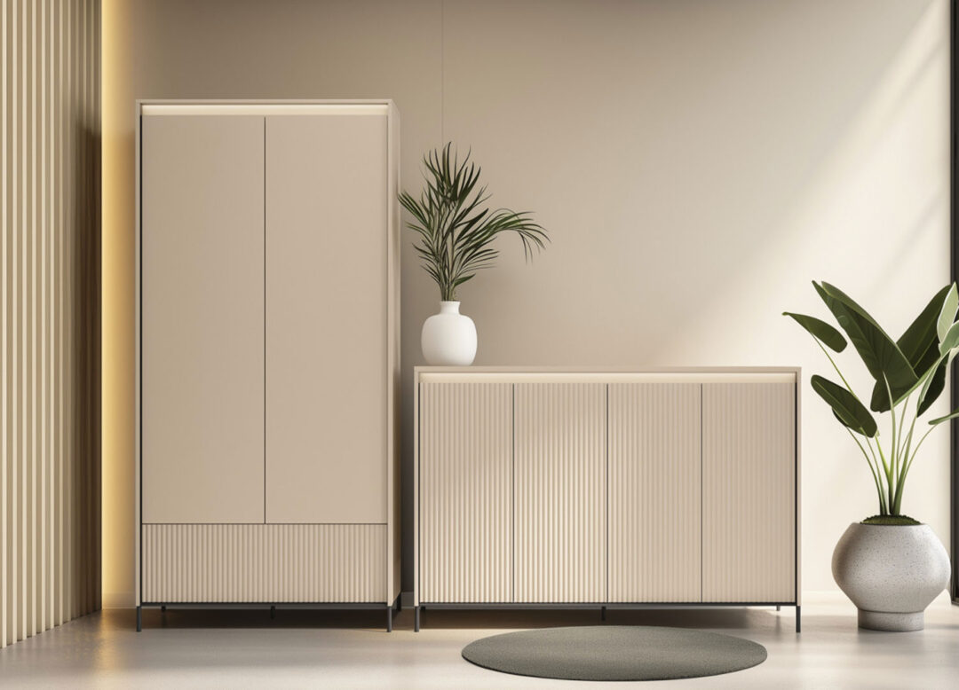 Ensemble de meubles de rangement beige