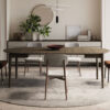 Table ronde extensible en bois de chêne foncé