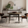 Table ronde extensible en bois de chêne foncé