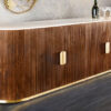buffet marbre blanc et bois striée de manguier, décors dorés