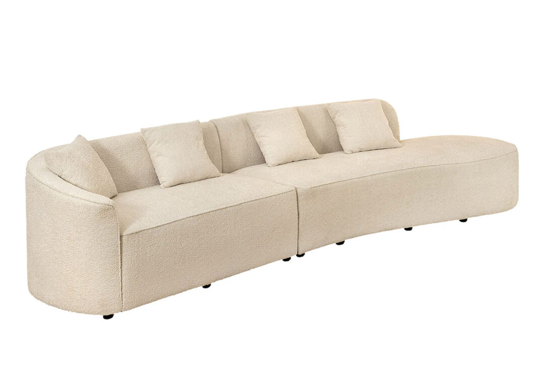 Canapé 5 places en tissu bouclé beige 340 cm