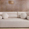 Canapé moderne 3 places en tissu bouclé beige