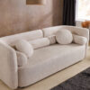 Canapé moderne 3 places en tissu bouclé beige