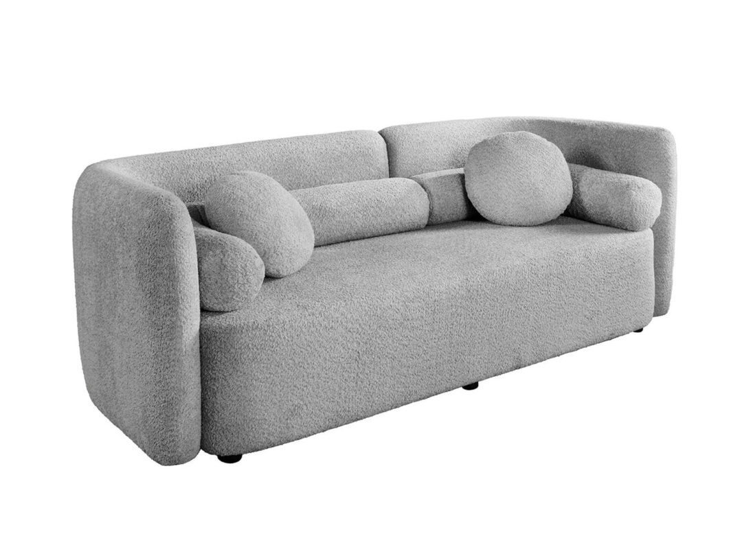 Canapé 3 places en tissu bouclé gris 200cm