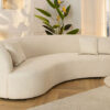 Canapé haricot en tissu bouclé beige 230 cm