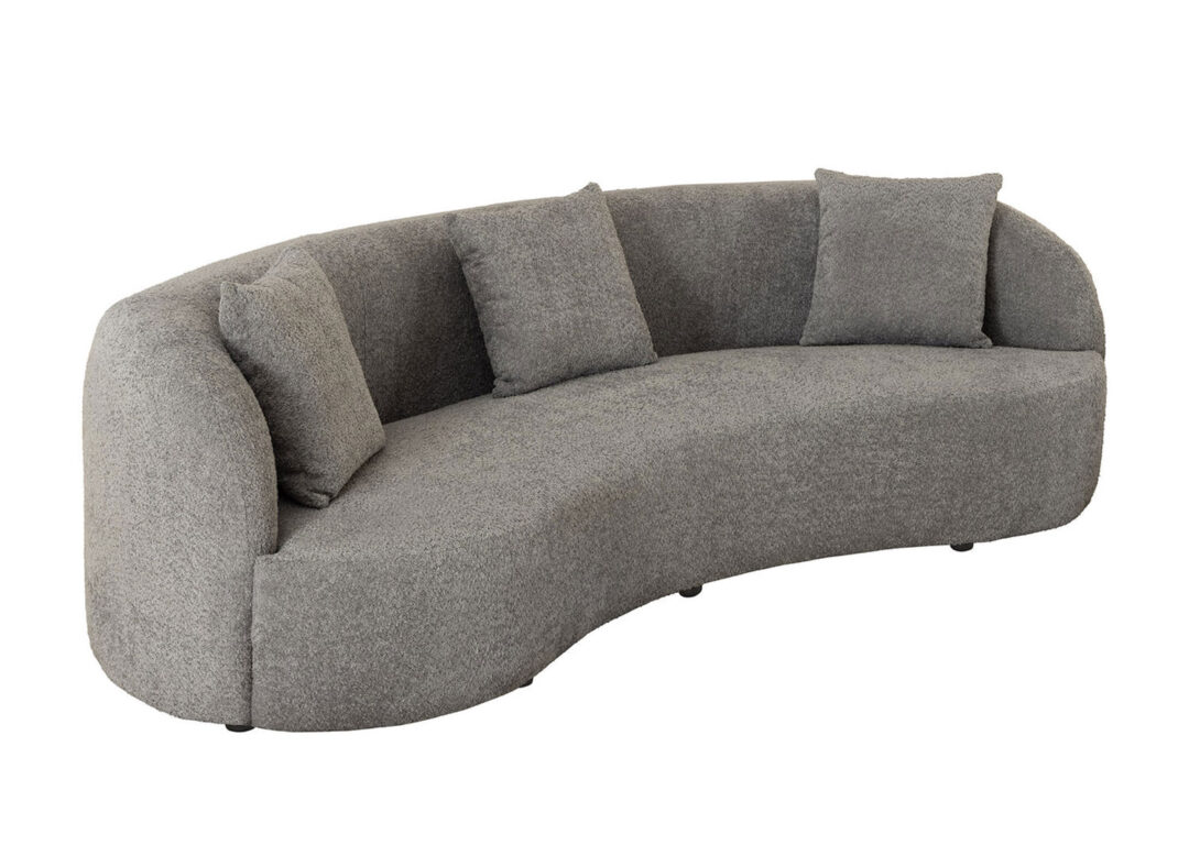 Canapé haricot en tissu bouclé gris 230 cm