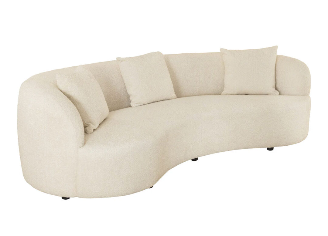 Canapé haricot en tissu bouclé beige 230 cm