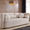 Canapé moderne 3 places en tissu bouclé beige
