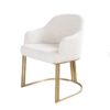 Chaises de salle à manger en velours côtelé beige et piétement en métal doré moderne