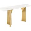 Console en marbre blanc et piétement doré 140 cm