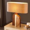 Lampe de chevet en bois massif et tissu bouclé blanc