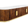 Meuble TV bois et marbre blanc 170cm