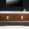 Meuble TV bois et marbre blanc 170cm