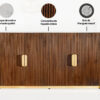 buffet marbre blanc et bois striée de manguier, décors dorés