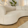 Canapé haricot en tissu bouclé beige 230 cm