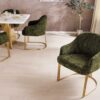 Chaise de salle à manger en tissu chenille vert foncé pieds dorés