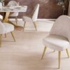 Lot de 2 chaises de salle à manger en velours côtelé beige et pieds dorés